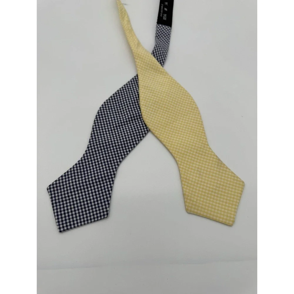 Men's Self-Tie‎ Bow Tie Blue Yellow Gingham Check Adjustable Freestyle Classic